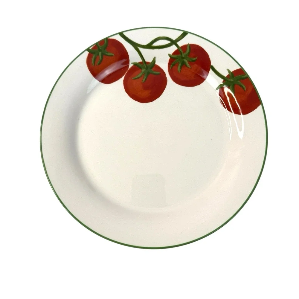 Sur La Table Tomato Vine Salad Luncheon Ceramic Plates 8 3/4